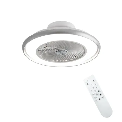 22-Zoll-Deckenventilator mit 8 ABS-Flügeln und 36-W-CCT-dimmbarer LED – mattweiß, DC-Motor, Fernbedienung und Windleitblech