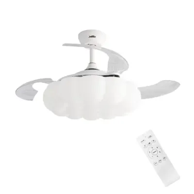 DLC PONIENTE 107-cm-Deckenventilator mit einklappbaren verborgenen Flügeln und LED-Beleuchtung – weiß, Fernbedienung