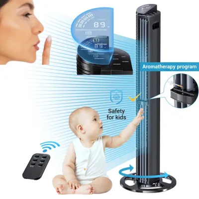 Leistungsstarker Turmventilator | 75 W Ultra | Fernbedienung | ECO- und Schlafmodus | 6 Geschwindigkeiten | digitales LED-Touchdisplay