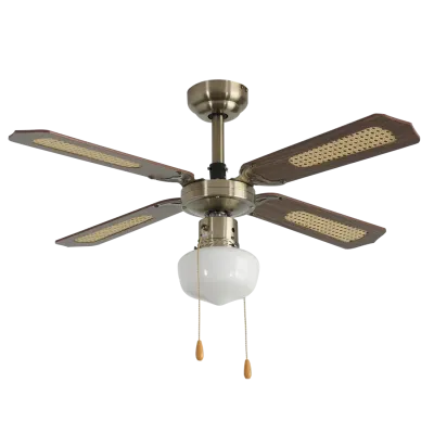 42-Zoll-Deckenventilator mit 4 MDF-Flügeln und E27-Leuchte – Antik-Bronze, Zugkettenschalter