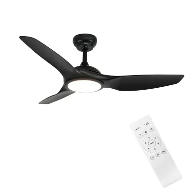 48-Zoll-Deckenventilator mit 3 ABS-Flügeln und 3-Farben-LED – schwarze Flügel, DC-Motor, Fernbedienung