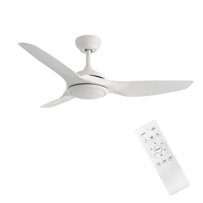 48-Zoll-Deckenventilator mit 3 ABS-Flügeln und 3-Farben-LED – mattweiß, DC-Motor, Fernbedienung