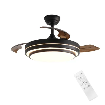 42-Zoll-Deckenventilator mit 3 PC-Flügeln und 3-Farben-LED – mattschwarz, DC-Motor, Fernbedienung
