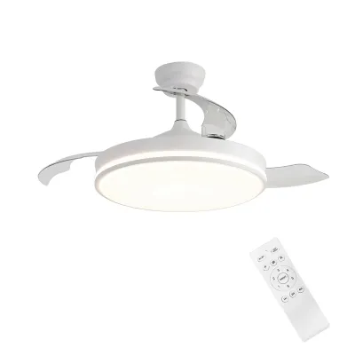 42-Zoll-Deckenventilator mit 3 PC-Flügeln und 3-Farben-LED – mattweiß, DC-Motor, Fernbedienung