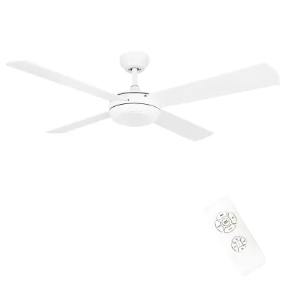 48-Zoll-Deckenventilator mit 4 MDF-Flügeln und 3-Farben-LED – mattweiß, Fernbedienung