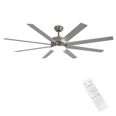 64-Zoll-Deckenventilator mit 8 MDF-Flügeln und 24-W-3-Farben-LED – Satin-Nickel, DC-Motor, Fernbedienung